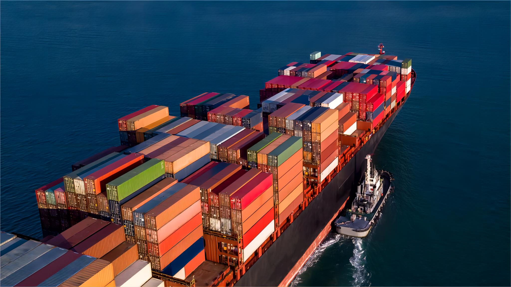 International logistics and shipping containers at a busy port