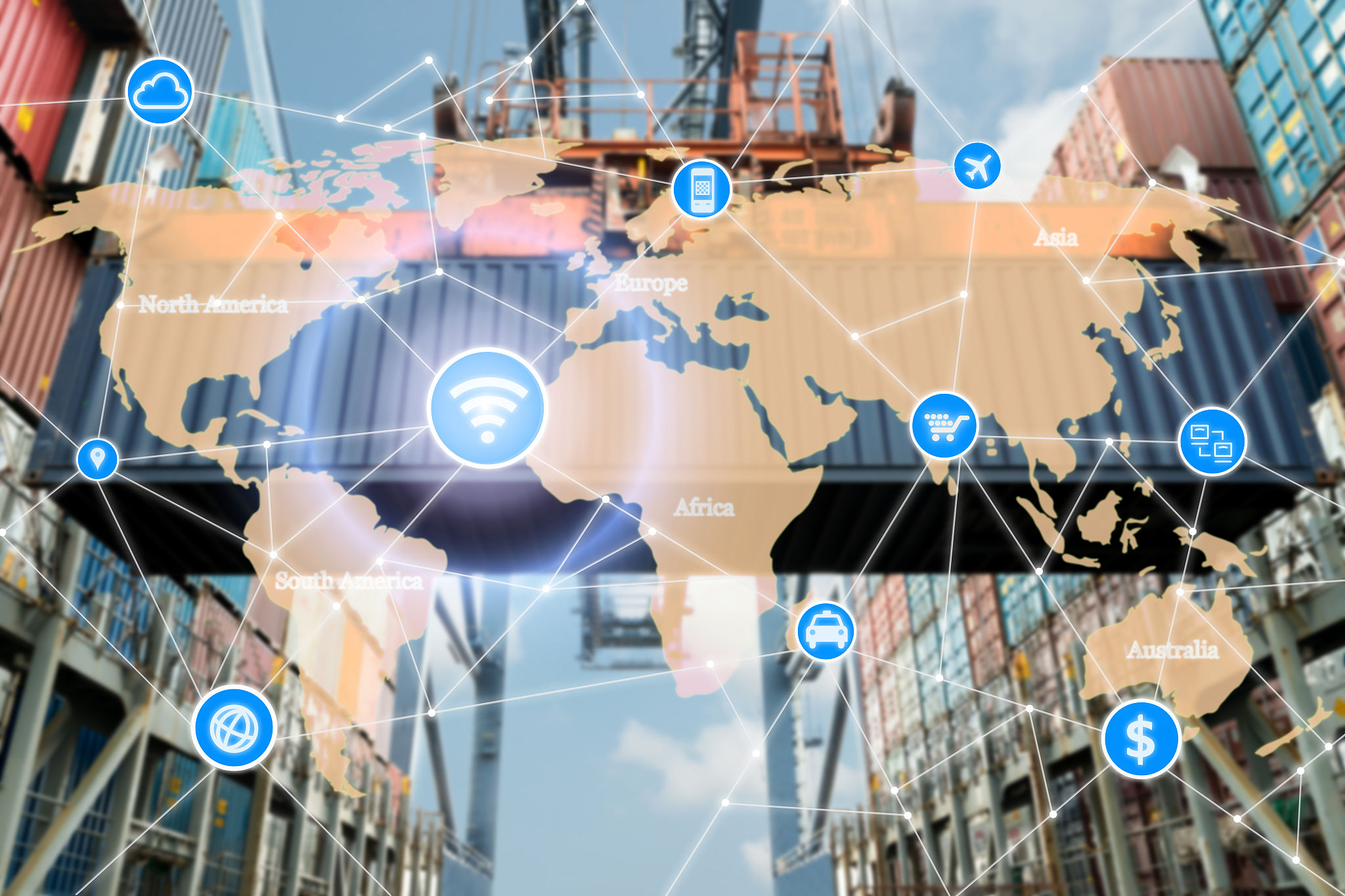 Warehouse worker organizing international cargo from China