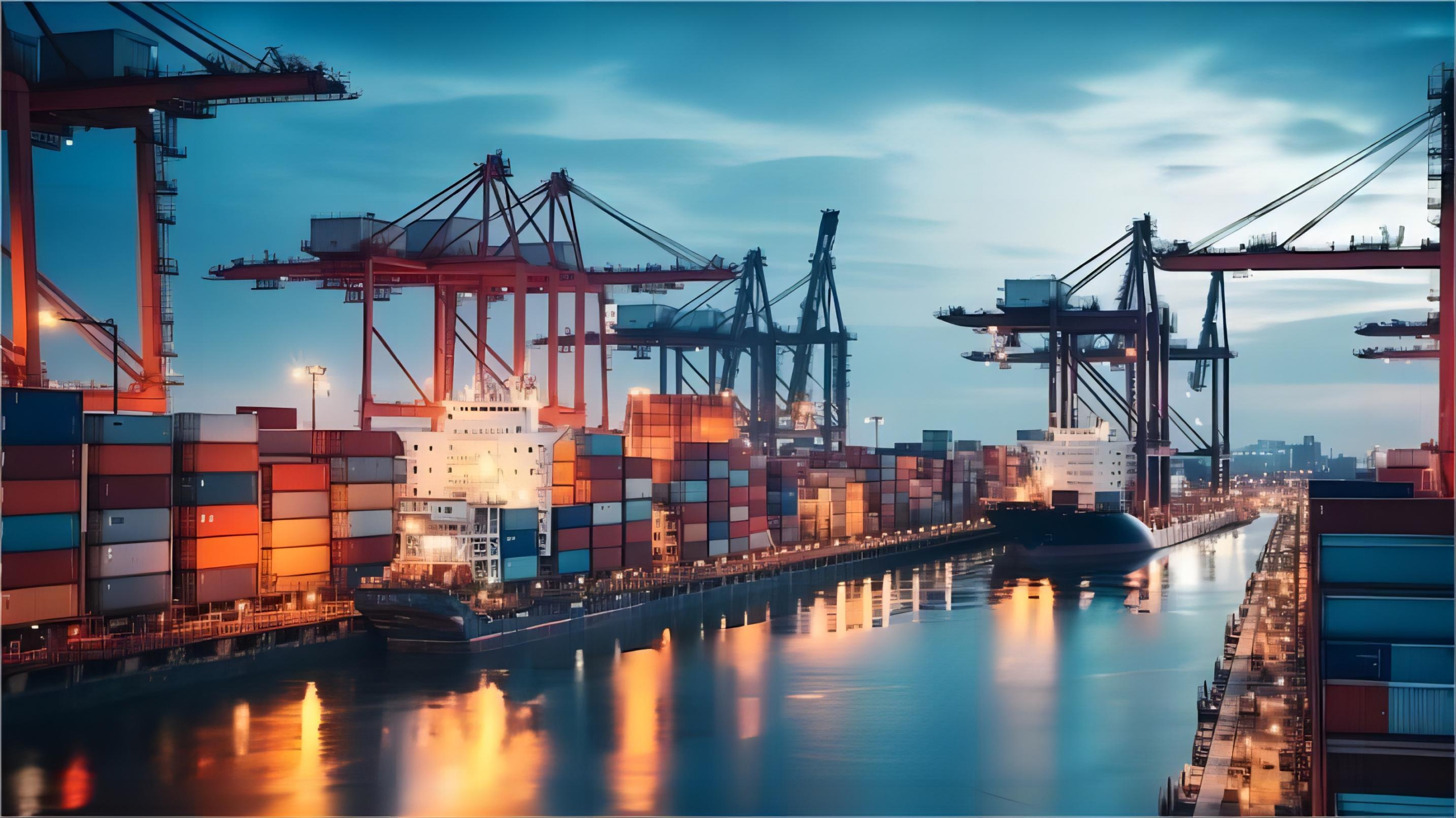 Sea and air freight containers at a major Chinese port