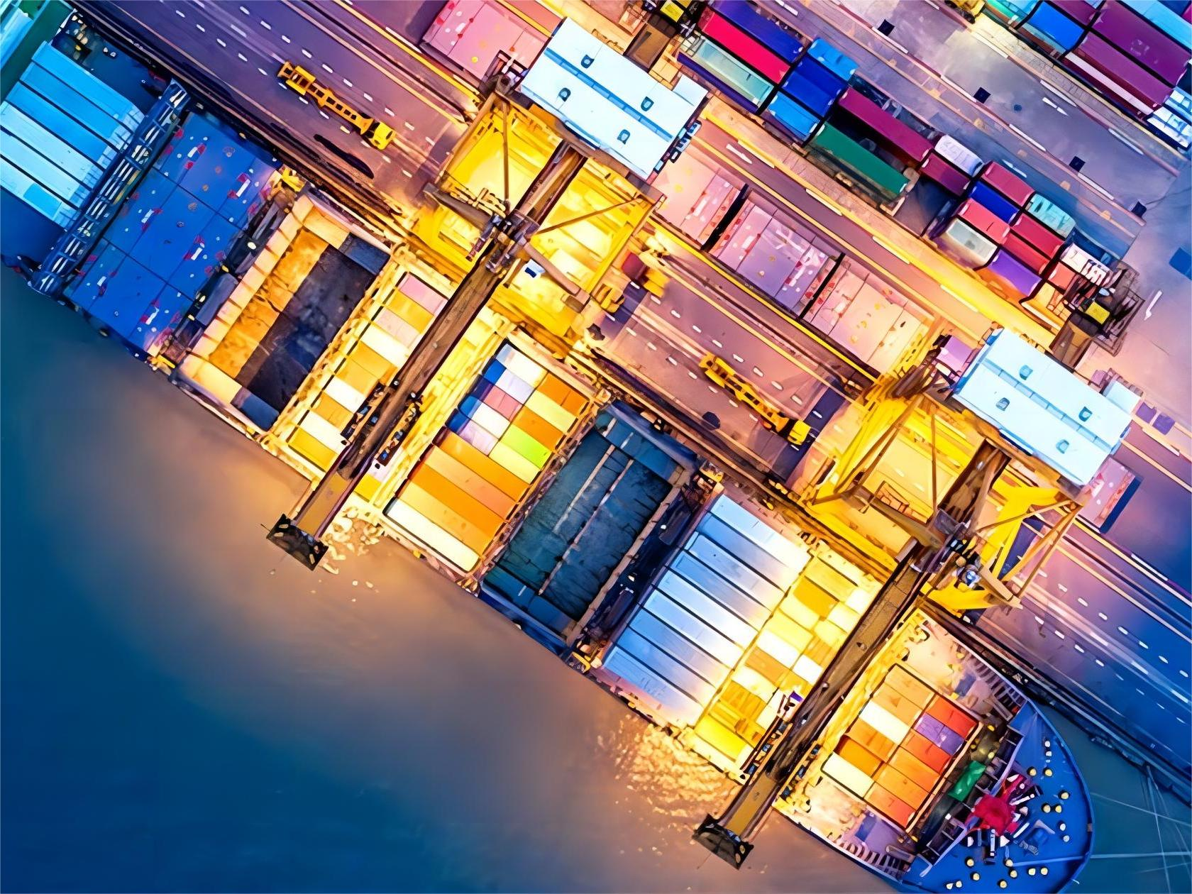 Cargo ship transporting containers from China to USA