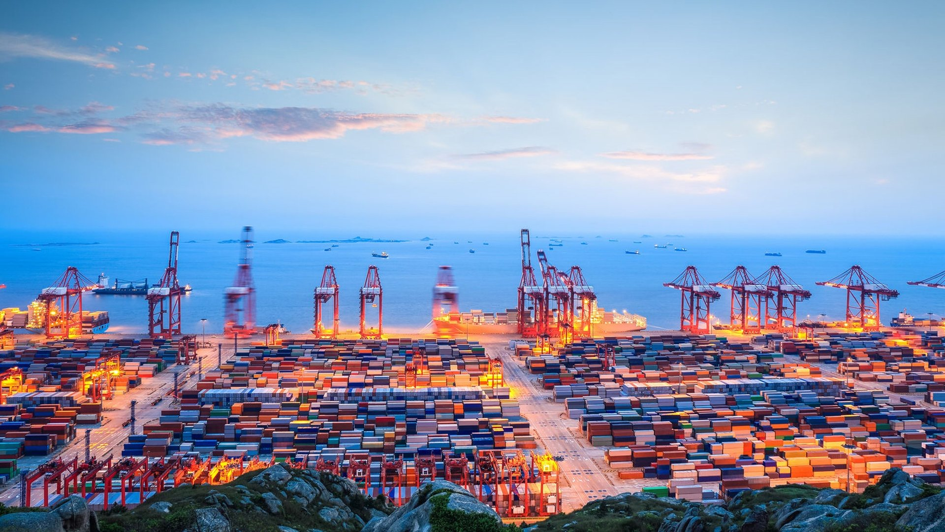 Modern cargo ship leaving a Chinese port in 2026